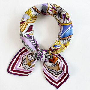 Chains And Voyage Double-sides Print 16 Momme Silk Twill Scarf